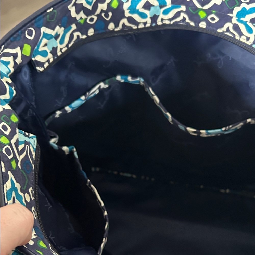 Vera Bradley Navy and Teal Patterned Tote - Picture 7 of 9